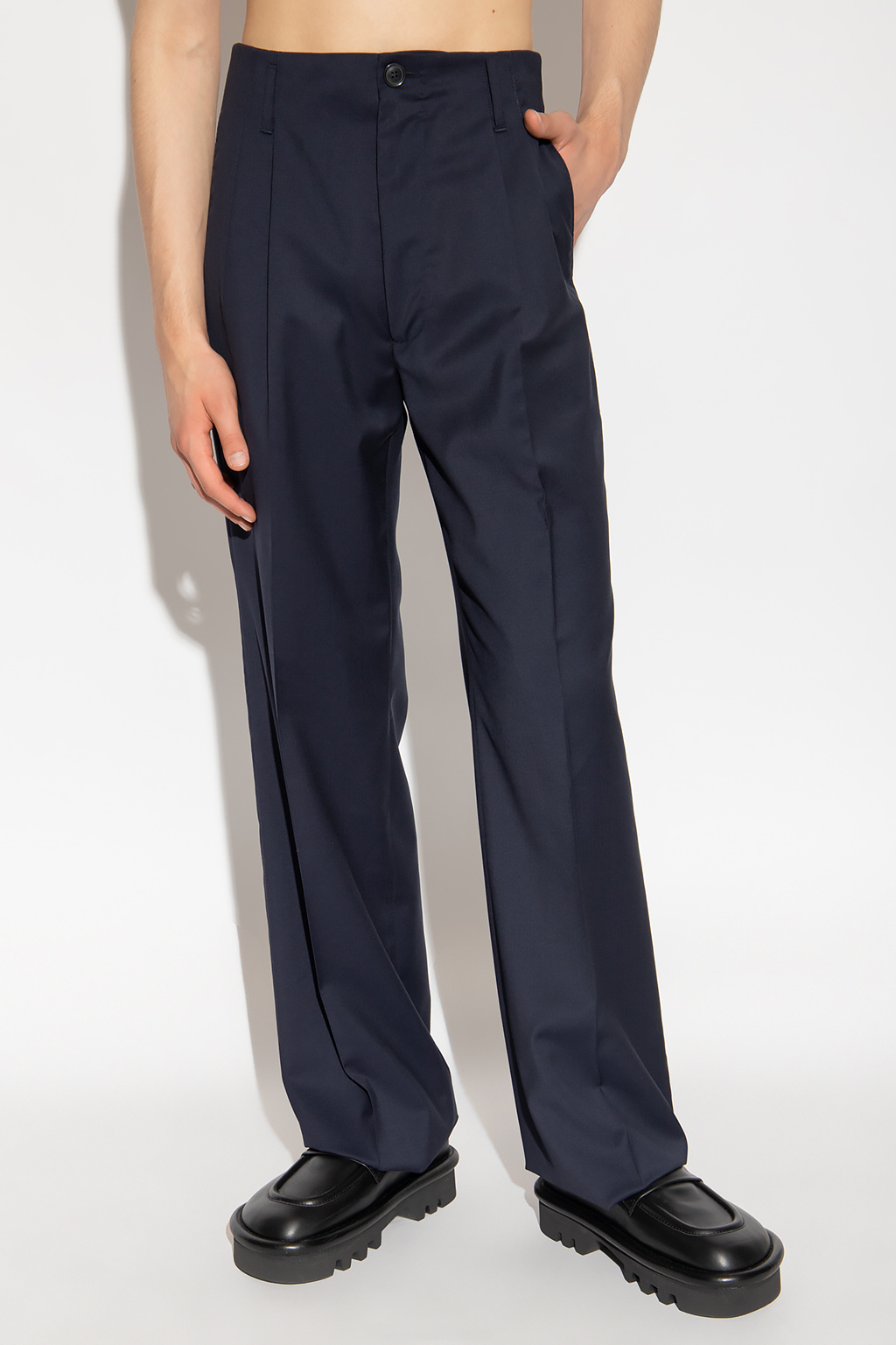 Navy blue ‘Raf’ wool pleat-front trousers Vivienne Westwood - Vitkac ...
