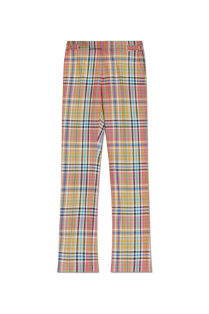 Calças de lã com padrão aos quadrados