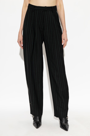 Off-White Pantalones de lana de pierna ancha