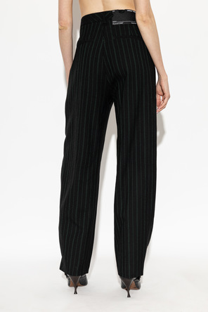 Off-White Pantalones de lana de pierna ancha
