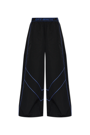 Nylon pants with straight-leg cut