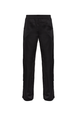 Satin trousers with printed logo