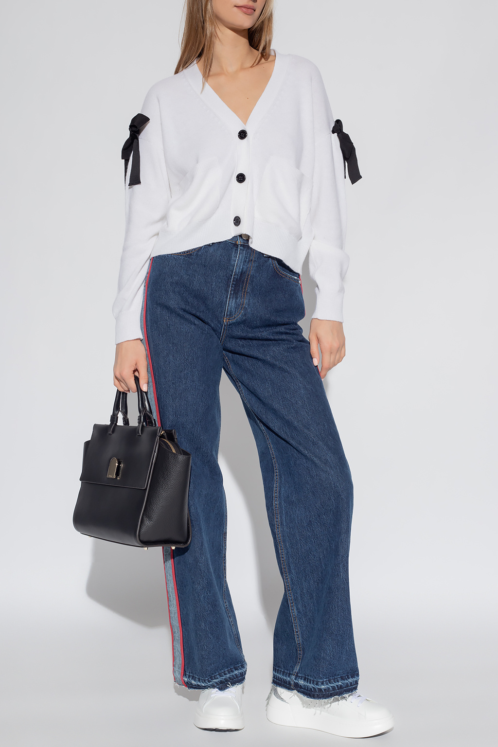 Red valentino ankle Side-stripe jeans