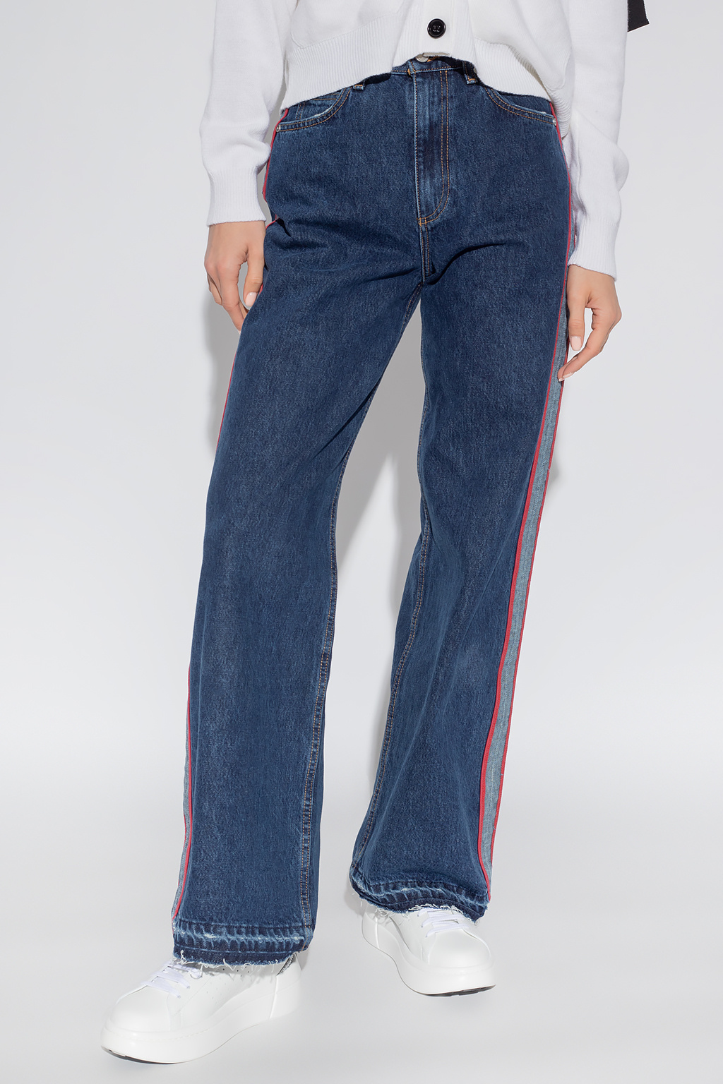 Red valentino ankle Side-stripe jeans