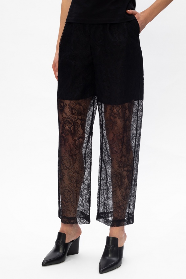 High-waisted lace trousers