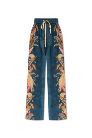 Silk trousers with a colorful print