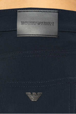 Emporio Armani Spodnie z aplikacją w kształcie logo