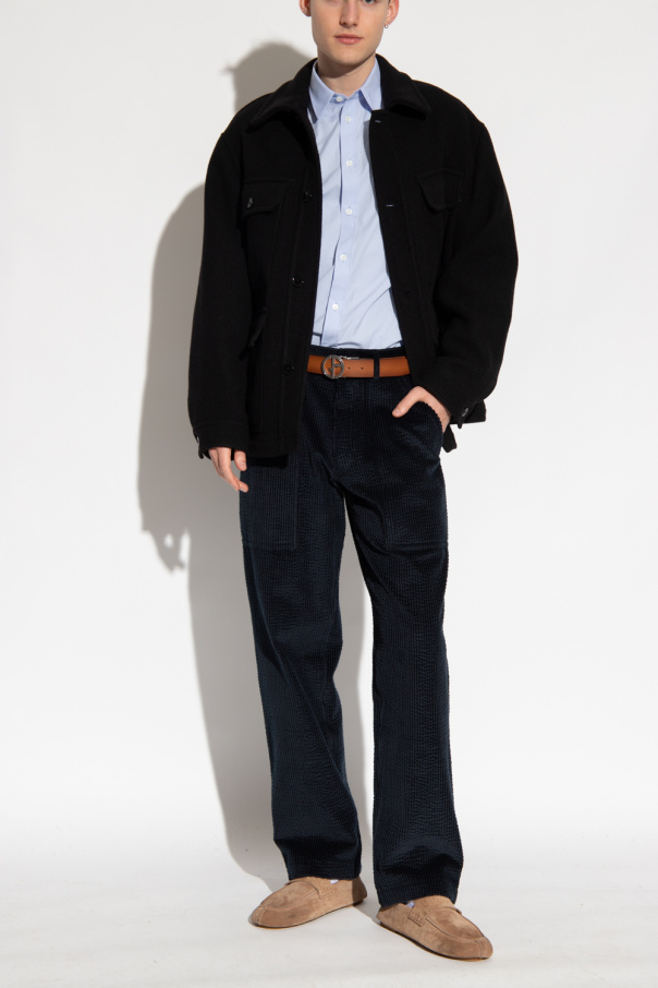Giorgio Armani Ribbed leather trousers