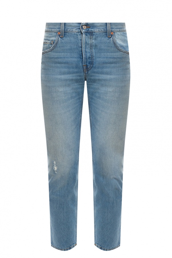 gucci leather Distressed jeans
