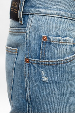 gucci cuir Distressed jeans