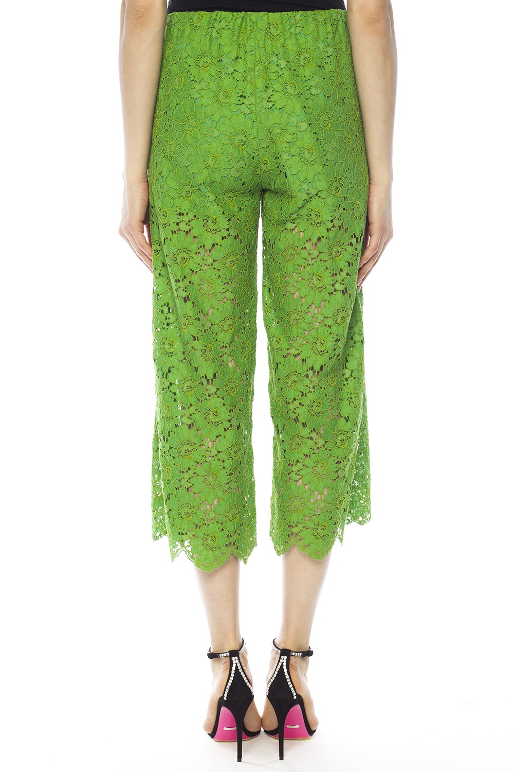 Lime Lace Up Faux Leather Cut Out Flared Trousers  PrettyLittleThing