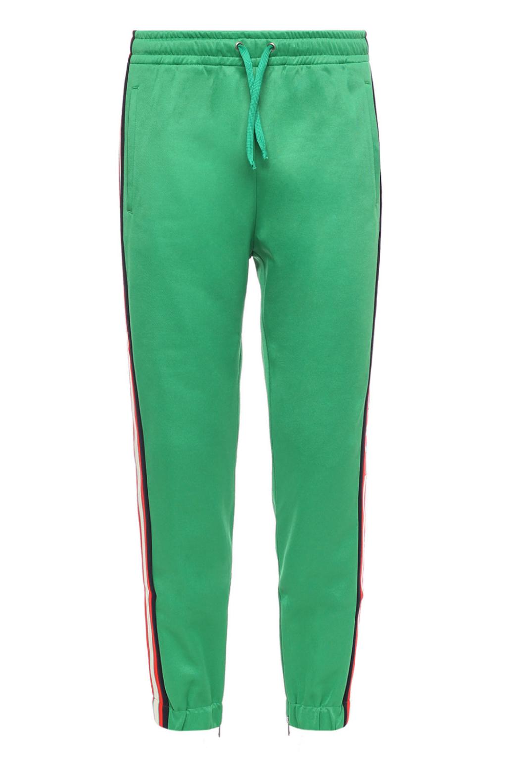 Gucci Brand-panel Side-epaulette Relaxed-fit Wide-leg Cotton Cargo Trousers  in Green for Men