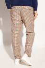 logo-print high-waisted tack pants Check trousers