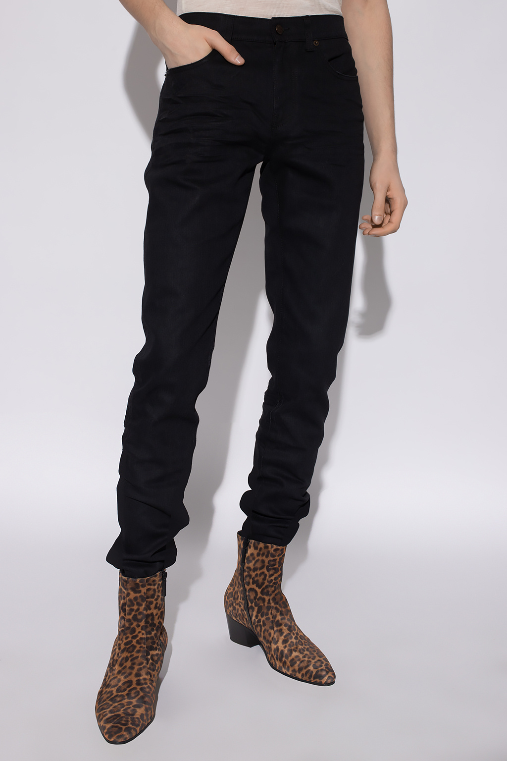 Saint Laurent saint laurent zip cuff leather sweatpants