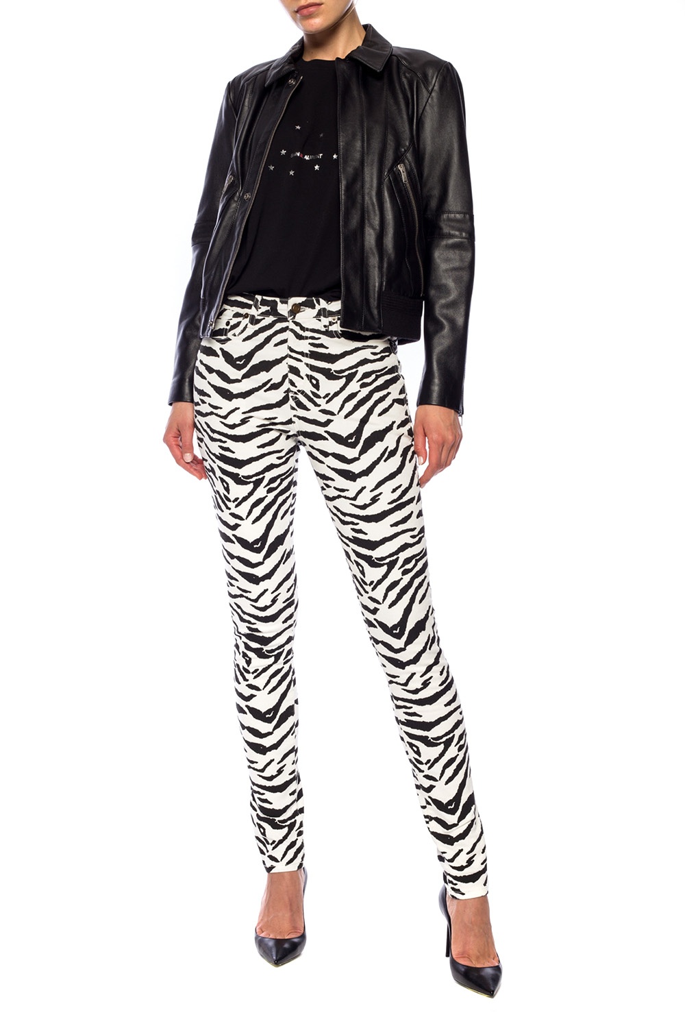 saint laurent zebra jeans