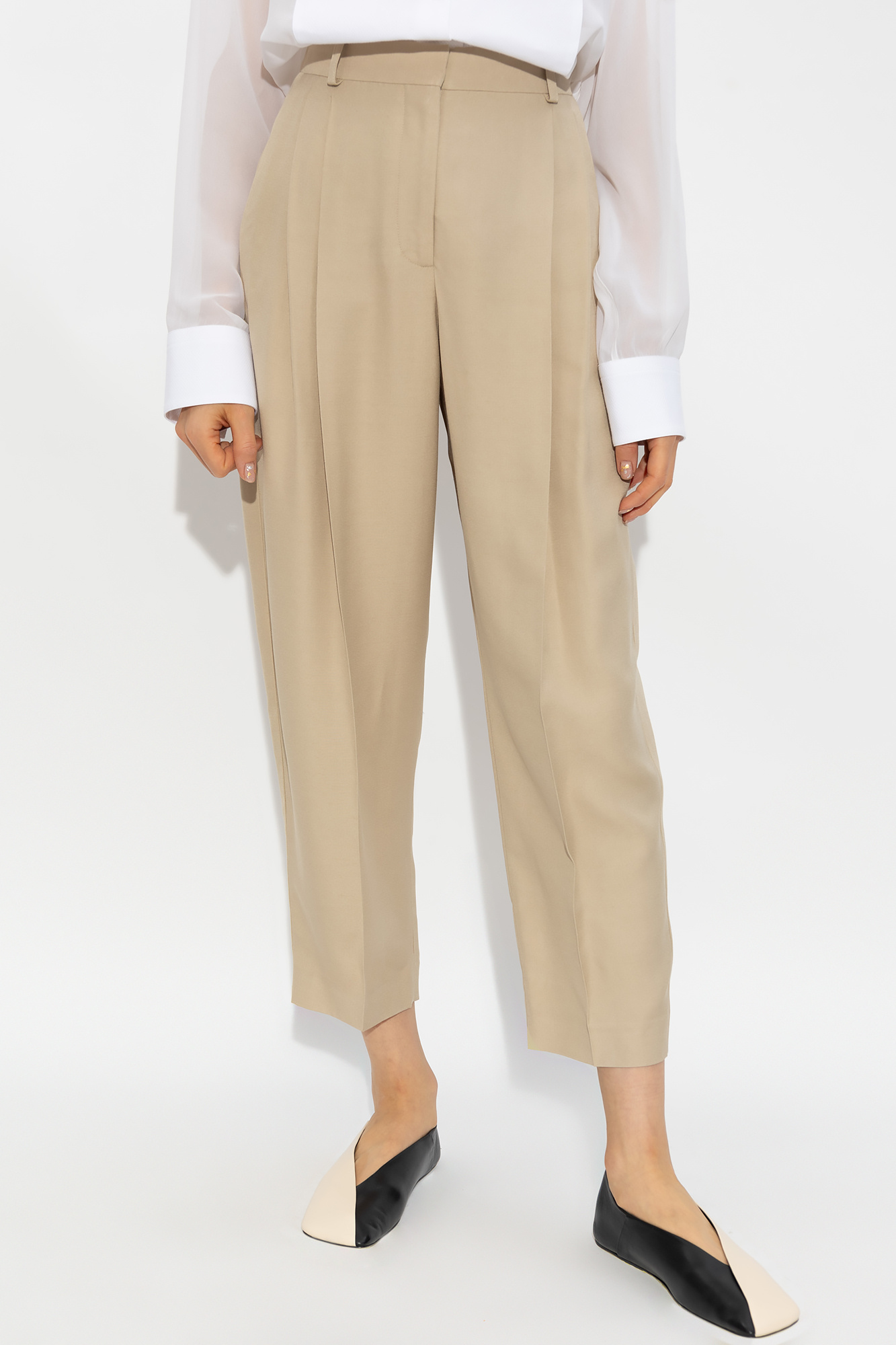 High-rise tapered wool pants in beige - Stella Mc Cartney