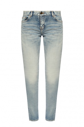 Saint Laurent Medium Waist Skinny Jean in Denim-Light