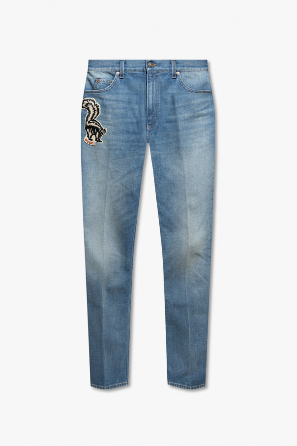gucci length Patched jeans