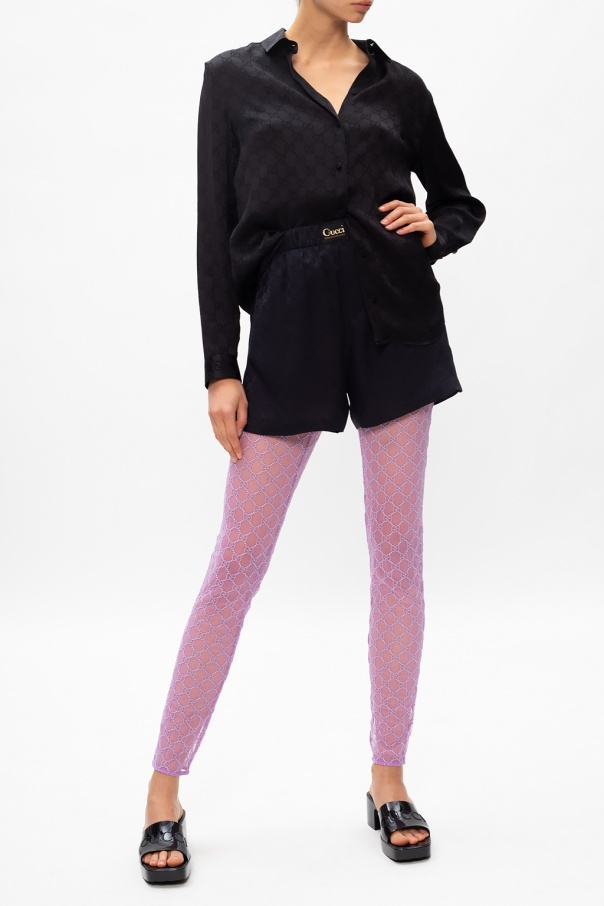 Purple Sheer leggings with logo Gucci - Vitkac Italy