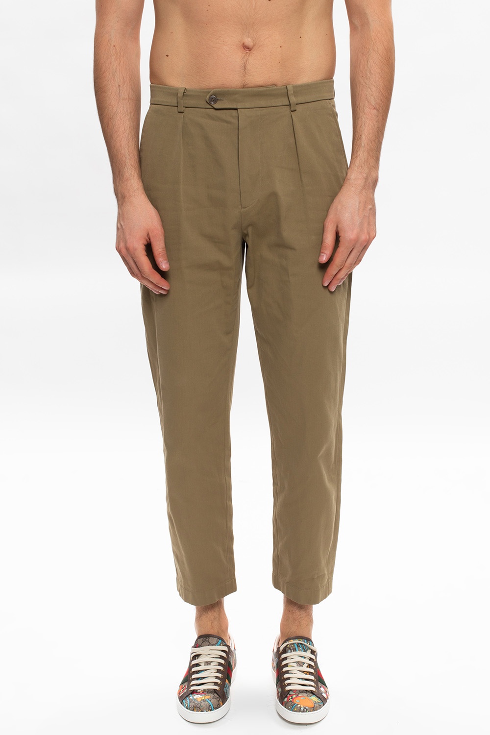 Gucci Branded pleat-front trousers