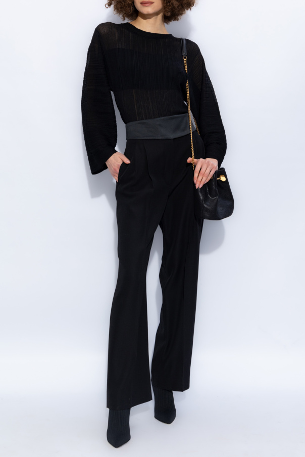 Stella McCartney Spodnie w kant z satynowym pasem