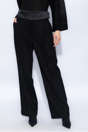 Stella McCartney Pleat-front trousers textured with satin belt