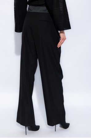 Stella McCartney Pleat-front trousers textured with satin belt