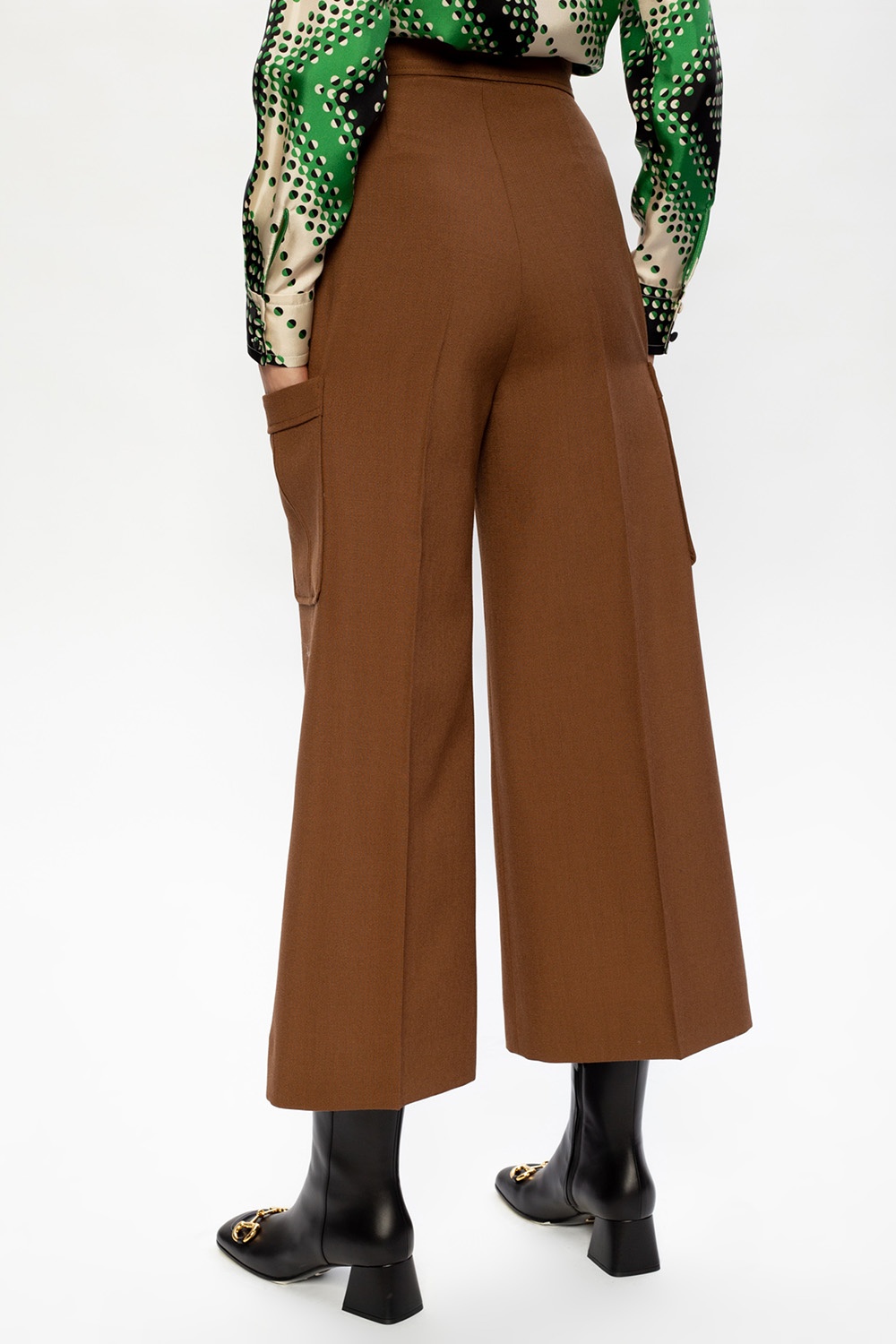 Gucci Floralprint Wideleg Corduroy Cropped Trousers in Brown  Lyst