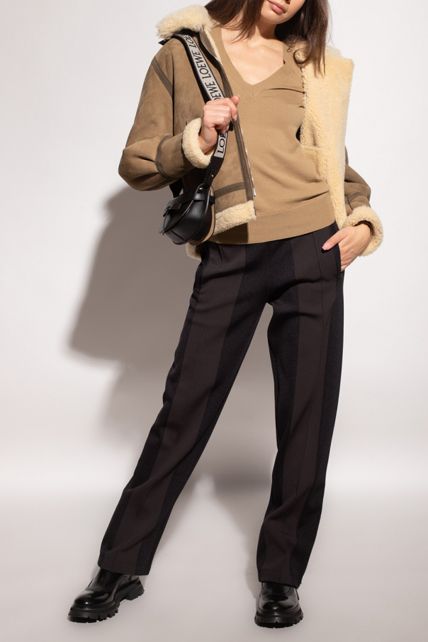 Bottega Veneta Patterned trousers with stitching details