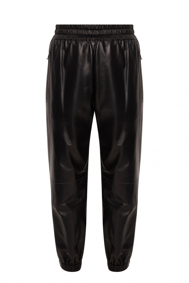 Alexander McQueen Leather scoop-neck trousers