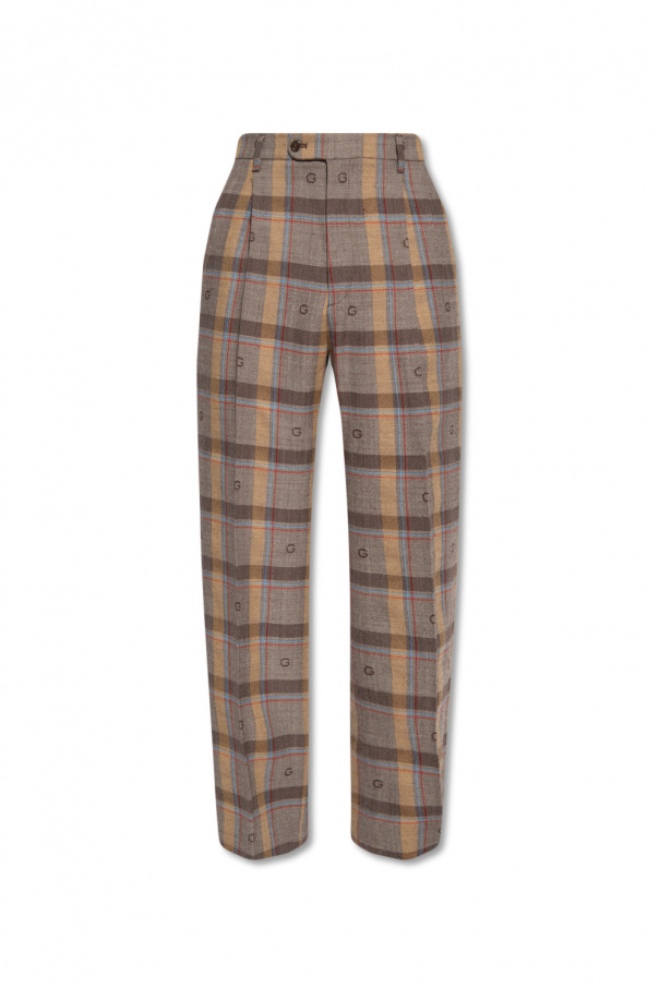 Gucci Wool pleat-front arrows trousers