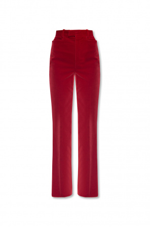 Flared pants with piped seams