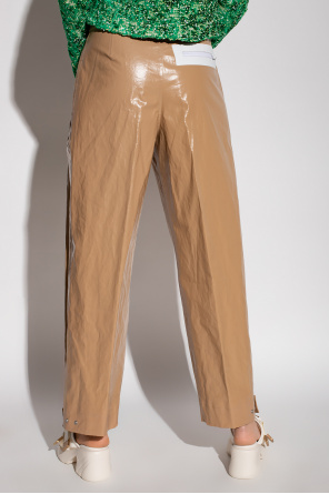 Bottega Veneta Lniane spodnie z gumową powłoką