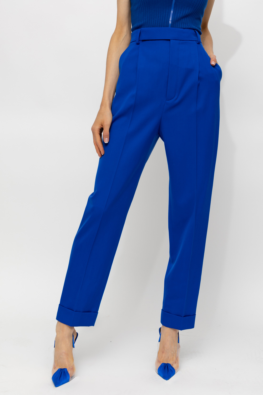 Saint Laurent Wool pleat-front trousers