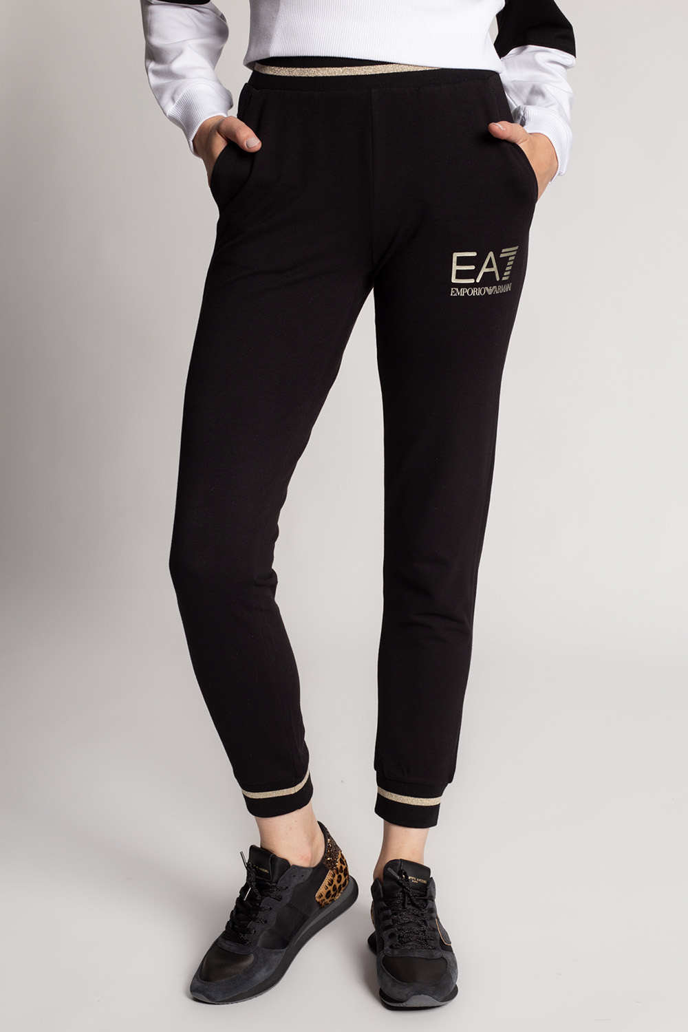 Emporio Armani Loungewear - T-shirt coupe slim avec logo texte Noir Sweatpants with logo