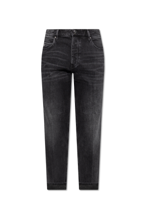 Grey cotton printed logo track pants from Ea7 Emporio Armani