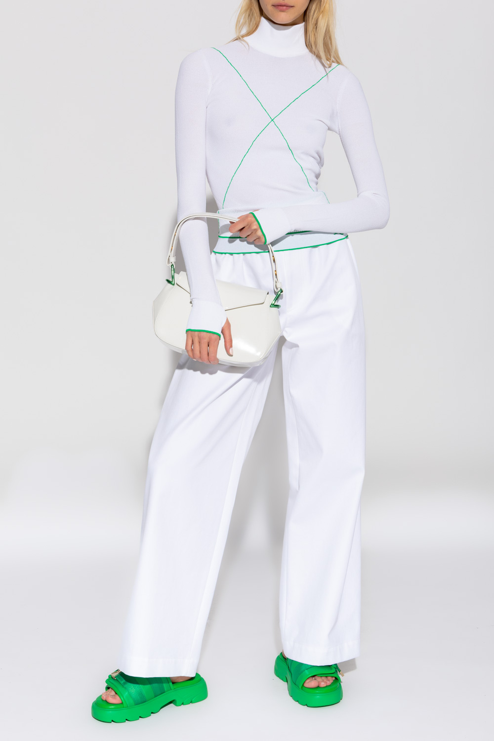 IetpShops Germany - legged cotton trousers Bottega Veneta - Butterfly  Perforated Long-length Dress - White Wide