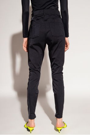 Balenciaga leopard-print trousers with logo