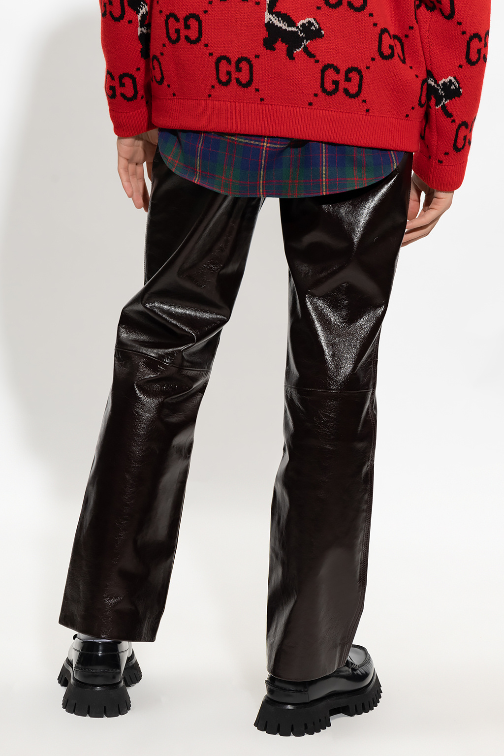 Mens Sexy Red Leather Trousers for Mens custom made order