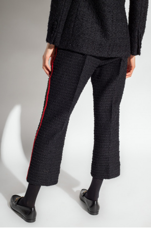 Gucci Tweed embellished-floral trousers