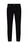 Brunello Cucinelli Kids gradient-effect straight-leg denim jeans Grey logo-belt V-neck dress Nero