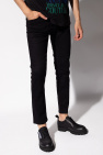 Brunello Cucinelli Kids gradient-effect straight-leg denim jeans Grey logo-belt V-neck dress Nero