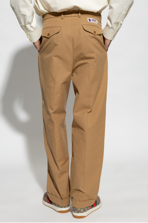 Gucci Cotton pleat-front goddiva trousers