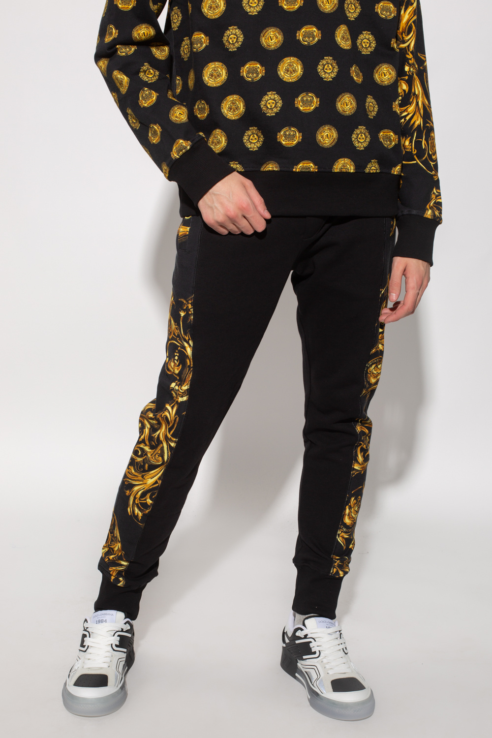 Balmain logo tape slim jeans Sweatpants with Baroque motif