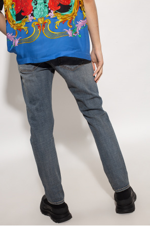 MM6 MAISON MARGIELA KIDS pleated hem logo print dress Skinny jeans