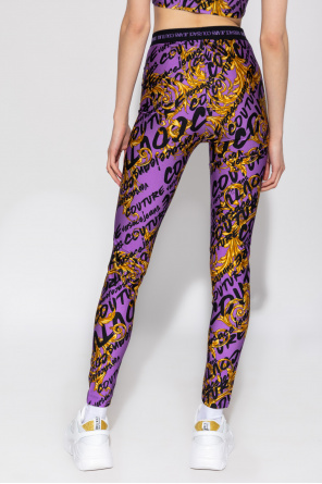 Versace Jeans Couture logo-printed leather sneakers Nero Patterned leggings