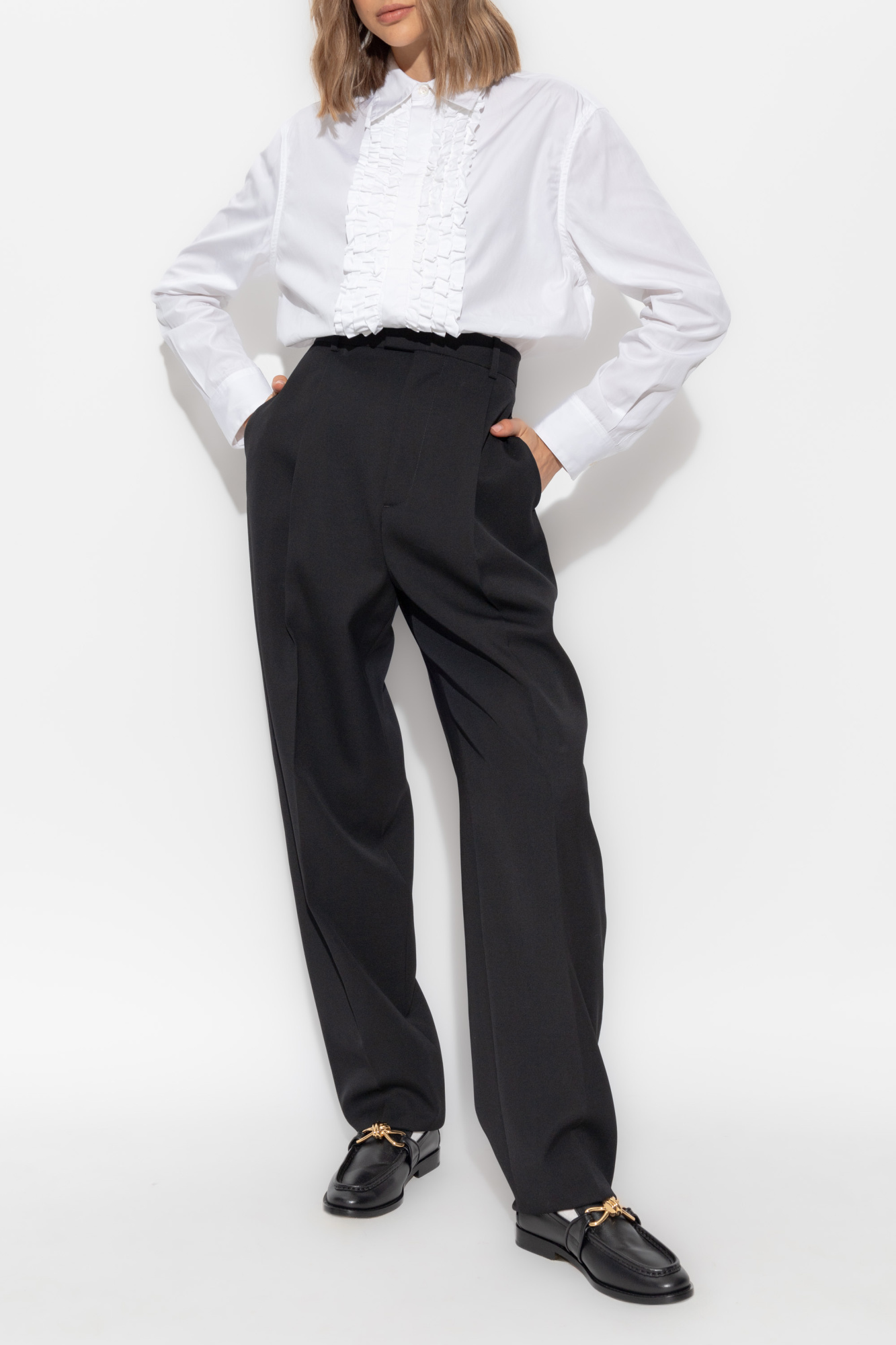 Bottega Veneta Wool pleat-front trousers