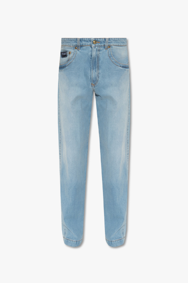 Versace Jeans Couture Levi's 501 Jeans met hoge taille en rechte pijpen in blauw met lichte wassing
