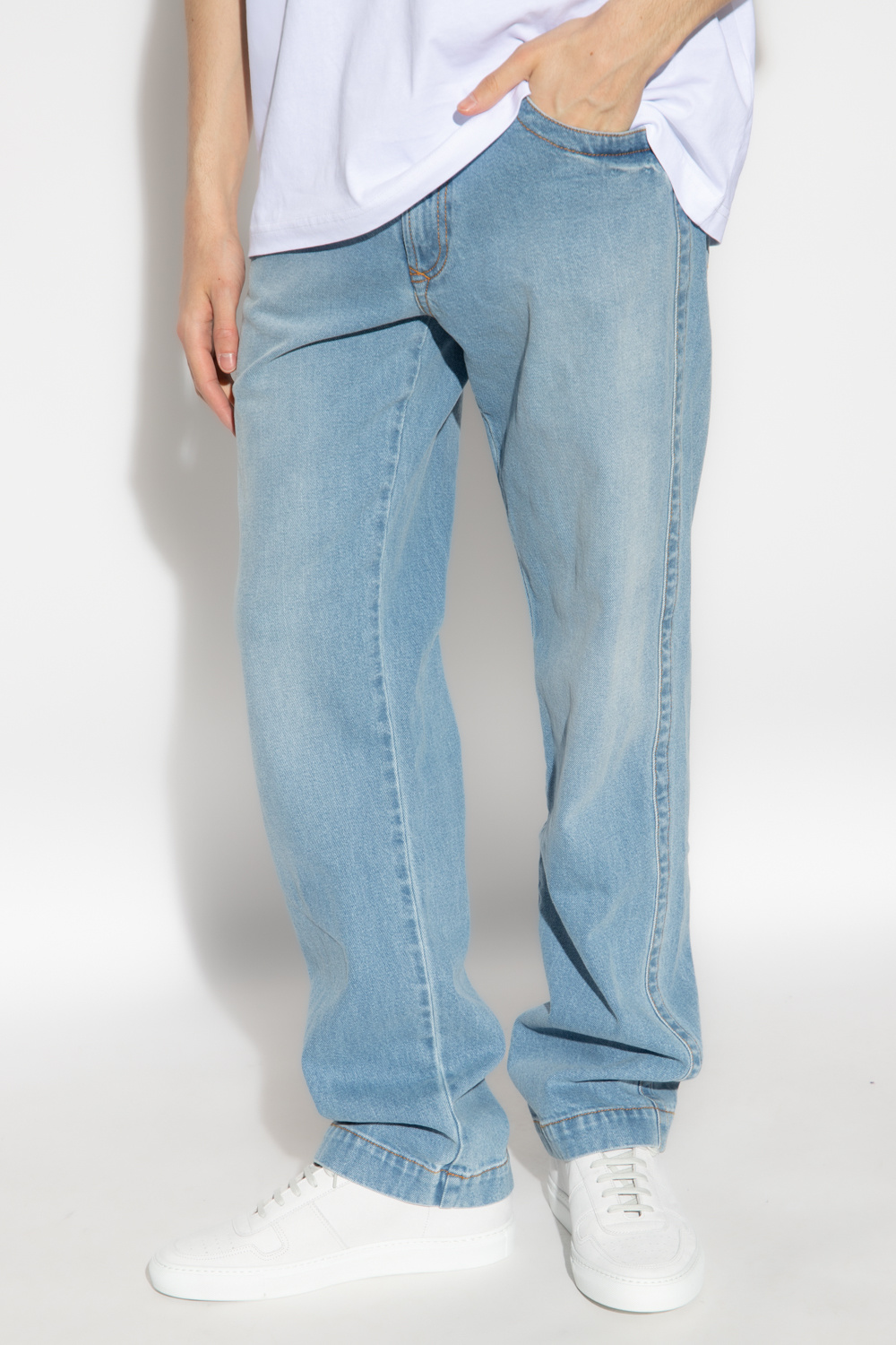 Versace Jeans Couture Levi's 501 Jeans met hoge taille en rechte pijpen in blauw met lichte wassing