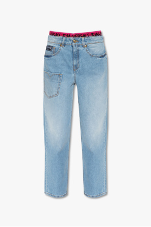 x1 Ausgefranste Jeans-Shorts Blau